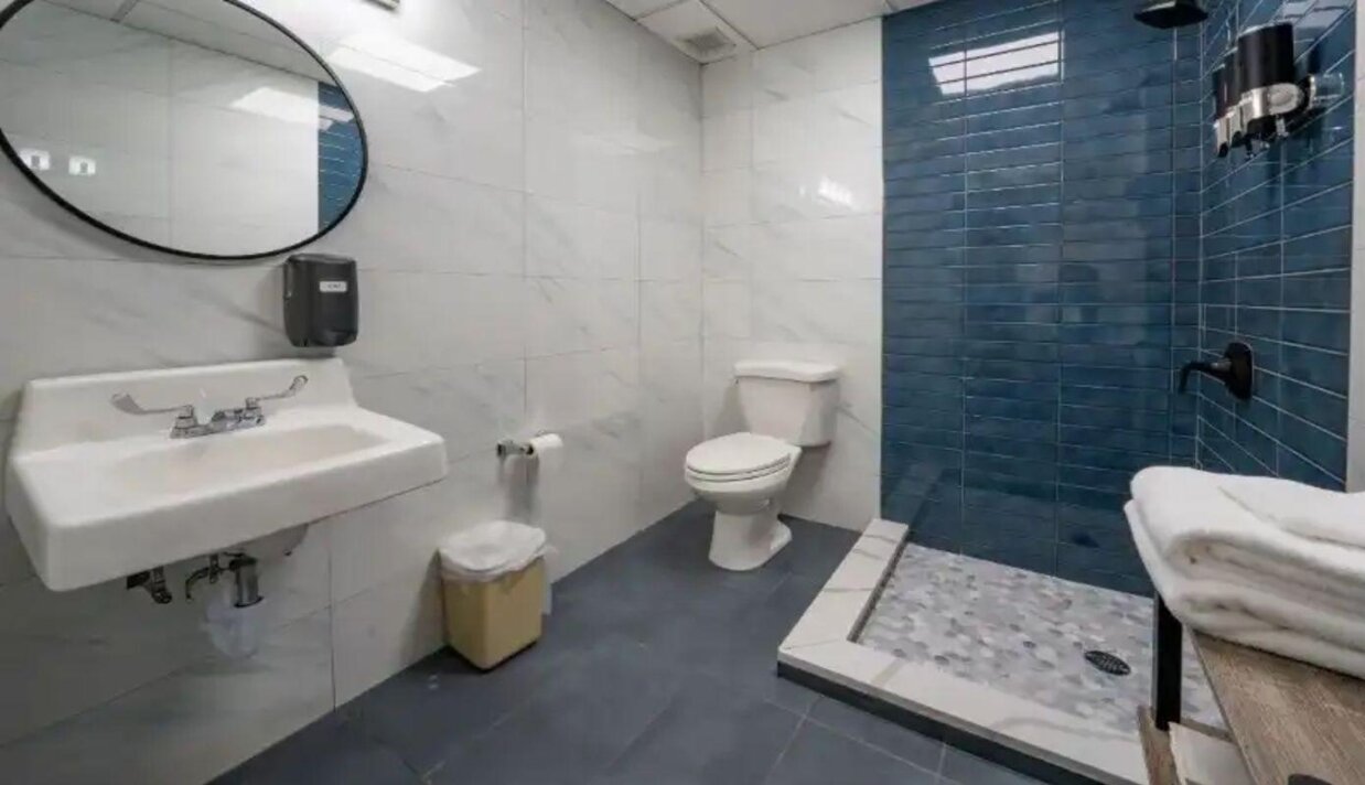 Bathroom with tiled shower